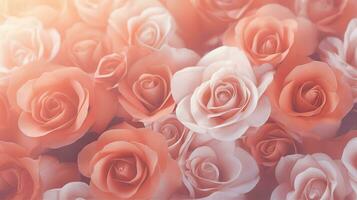 Ethereal pink roses bathed in soft light, symbolizing romance, beauty, and elegance against a dreamy background. Generative AI photo