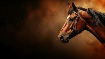 Horse. Web banner with copy space. Generative AI photo