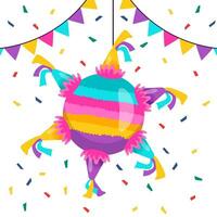 flat design vector posada pinata illustration colorful