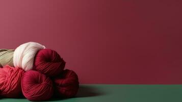 A bundle of yarn. Web banner with copy space. Generative AI photo