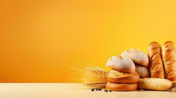 Different bread. Web banner with copy space. Generative AI photo