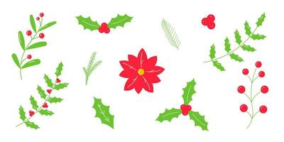 Christmas New Year winter decorate set elements vector