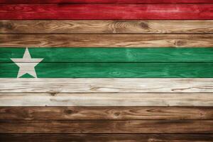 The national flag of the Republic of Burundi on wooden boards, Tajikistan flag on vintage wood wall. Horizontal panoramic banner, AI Generated photo