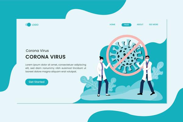 Coronavirus Pandemic Bacteria Flat Concept