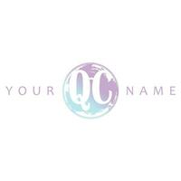 QC Initial Logo Watercolor Vector Design
