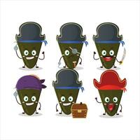 Cartoon character of temaki with various pirates emoticons vector