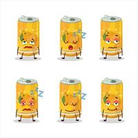 Cartoon character of orange soda can with sleepy expression vector