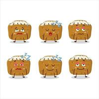 Cartoon character of inarizushi with sleepy expression vector