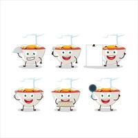 Cartoon character of gyudon with various chef emoticons vector