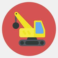 Icon crane with wrecking ball. Heavy equipment elements. Icons in color mate style. Good for prints, posters, logo, infographics, etc. vector