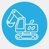 Icon tracked excavator. Heavy equipment elements. Icons in blue round style. Good for prints, posters, logo, infographics, etc. vector