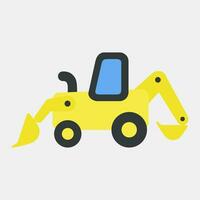 Icon backhoe. Heavy equipment elements. Icons in flat style. Good for prints, posters, logo, infographics, etc. vector