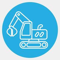 Icon clamshel excavator. Heavy equipment elements. Icons in blue round style. Good for prints, posters, logo, infographics, etc. vector