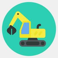 Icon clamshel excavator. Heavy equipment elements. Icons in color mate style. Good for prints, posters, logo, infographics, etc. vector