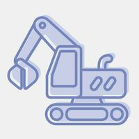 Icon clamshel excavator. Heavy equipment elements. Icons in two tone style. Good for prints, posters, logo, infographics, etc. vector