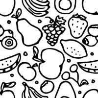 patrón de frutas sin fisuras. garabatear fondo con iconos de frutas. fondo de frutas vector