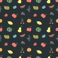 Seamless fruit pattern. doodle background with fruit icons. Fruit background vector