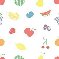 patrón de frutas sin fisuras. garabatear fondo con iconos de frutas. fondo de frutas vector