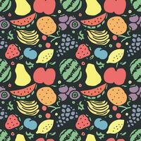 Seamless fruit pattern. doodle background with fruit icons. Fruit background vector