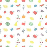 Seamless fruit pattern. doodle background with fruit icons. Fruit background vector