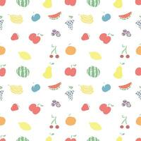 Seamless fruit pattern. doodle background with fruit icons. Fruit background vector