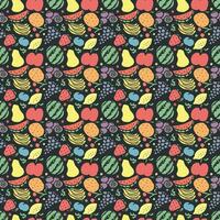 Seamless fruit pattern. doodle background with fruit icons. Fruit background vector