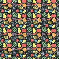 patrón de frutas sin fisuras. garabatear fondo con iconos de frutas. fondo de frutas vector