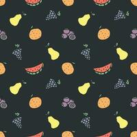 Seamless fruit pattern. doodle background with fruit icons. Fruit background vector