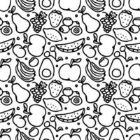 Seamless fruit pattern. doodle background with fruit icons. Fruit background vector