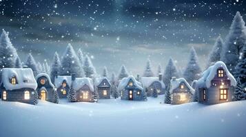 Christmas winter fairy village landscape. AI generated image photo