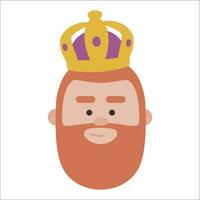 King of orient Gaspar face. Christmas ornament isolated vectorized. Magi wise men. vector