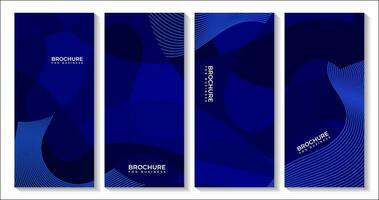 set of covers abstract dark blue dynamic background with lines vector