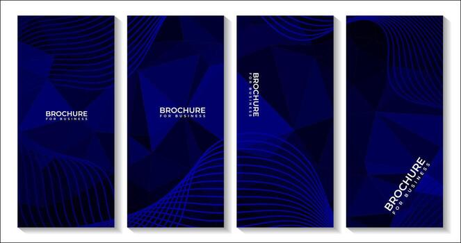 set of broshures abstract blue triangles background with lines vector