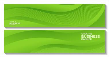 set of banners with abstract modern green curve bio background vector