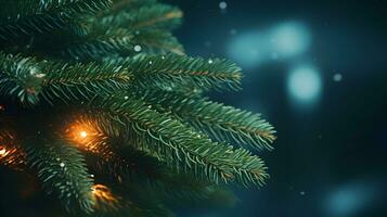 Christmas green spruce tree. AI generated image. photo