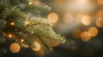 Christmas green spruce tree. AI generated image. photo