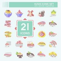 Icon Set Sushi. related to Japanese food symbol. flat style. simple design editable. simple illustration vector