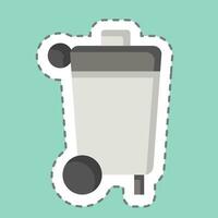 Sticker line cut Garbage Bin. related to Cleaning symbol. simple design editable. simple illustration vector