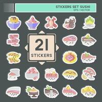 Sticker Set Sushi. related to Japanese food symbol. simple design editable. simple illustration vector