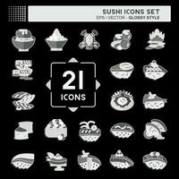 Icon Set Sushi. related to Japanese food symbol. glossy style. simple design editable. simple illustration vector