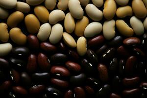 Impeccably linked, various sizable bean types create a harmonious pattern AI Generated photo