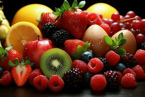 Fruits in a harmonious blend, natures vibrant palette captured AI Generated photo