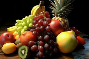 lograr fotorrealismo mediante el representación de detallado, natural frutas ai generado foto
