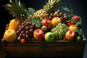 Artistic fruit modeling in a charming and delectable presentation box AI Generated photo