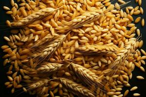 un completar composición presentando un mosaico de avena, trigo, y cebada granos ai generado foto