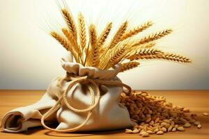 A lifelike vector depiction of a bag with pristine wheat AI Generated photo
