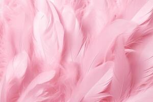 Beautiful color feathers on white background, feather texture, pink background Ai Generated photo