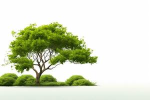 Green tree isolated on a white background. 3d render image. Ai Generated photo