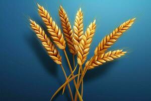 Wheat depicted in a cartoonish and stylized CGI, against a blank background AI Generated photo