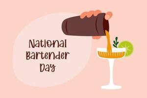 National bartender day. Preparing cocktail banner vector